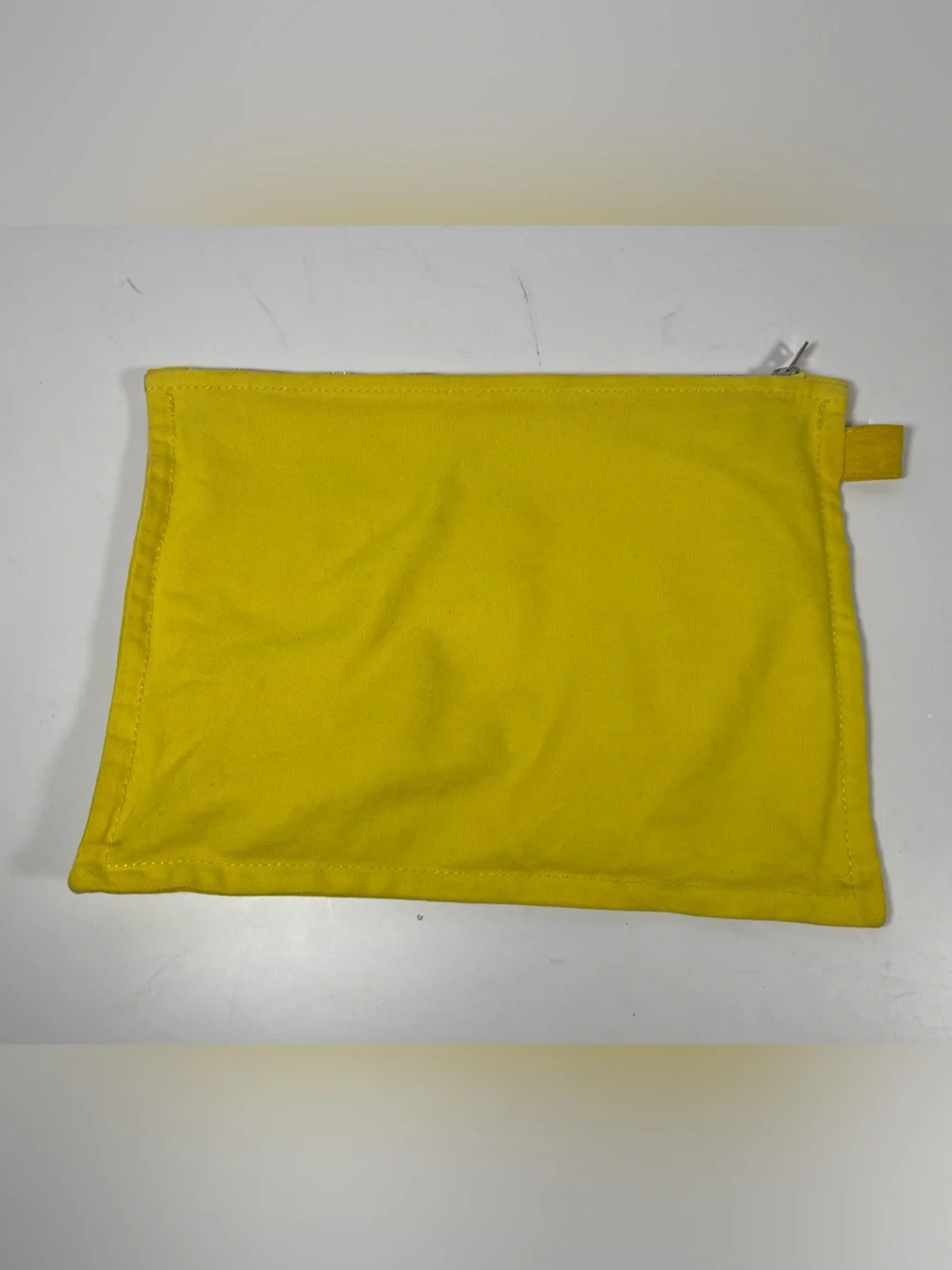 Hermès Yellow Cotton Flat Zip Pouch Document Travel Organizer